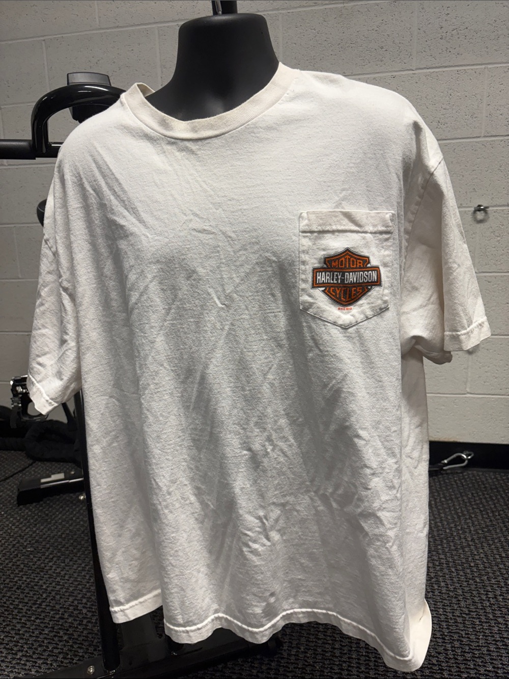 Harley-Davidson White Short Sleeve Tee with Orange Pocket Shield